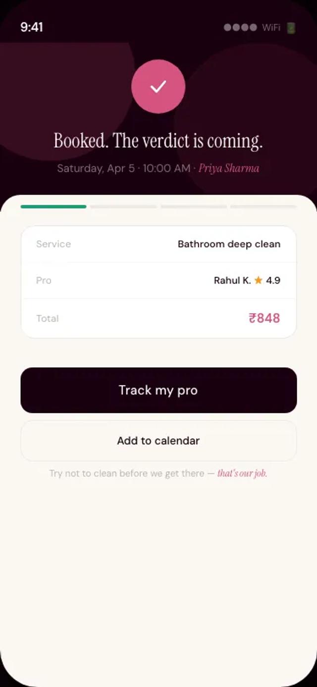Zuvoo app — booking confirmation