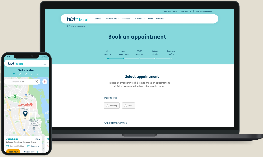 Airteam healthcare application on desktop and mobile