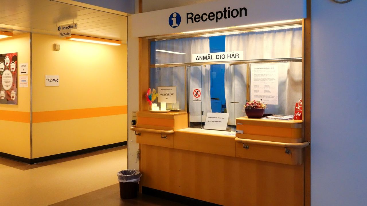 An empty hospital reception desk