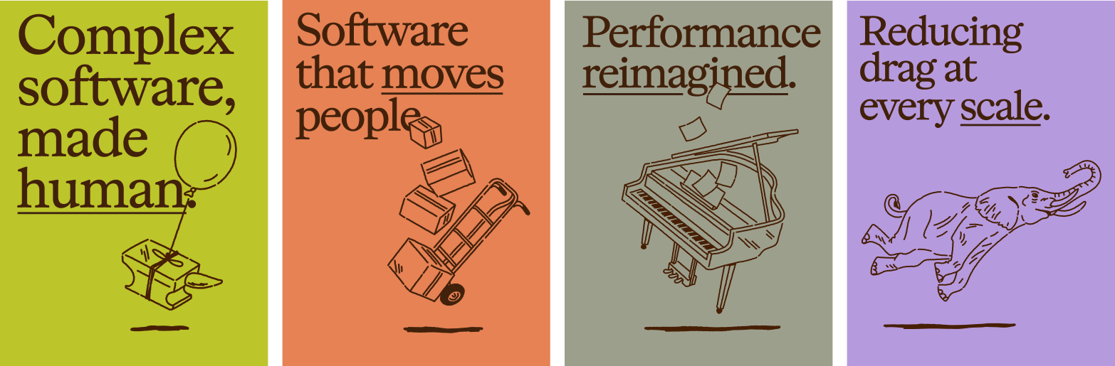 a group of branded illustrations