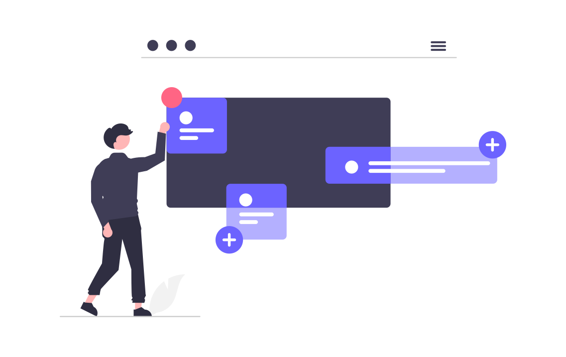 Illustration of someone manipulating UI elements.
