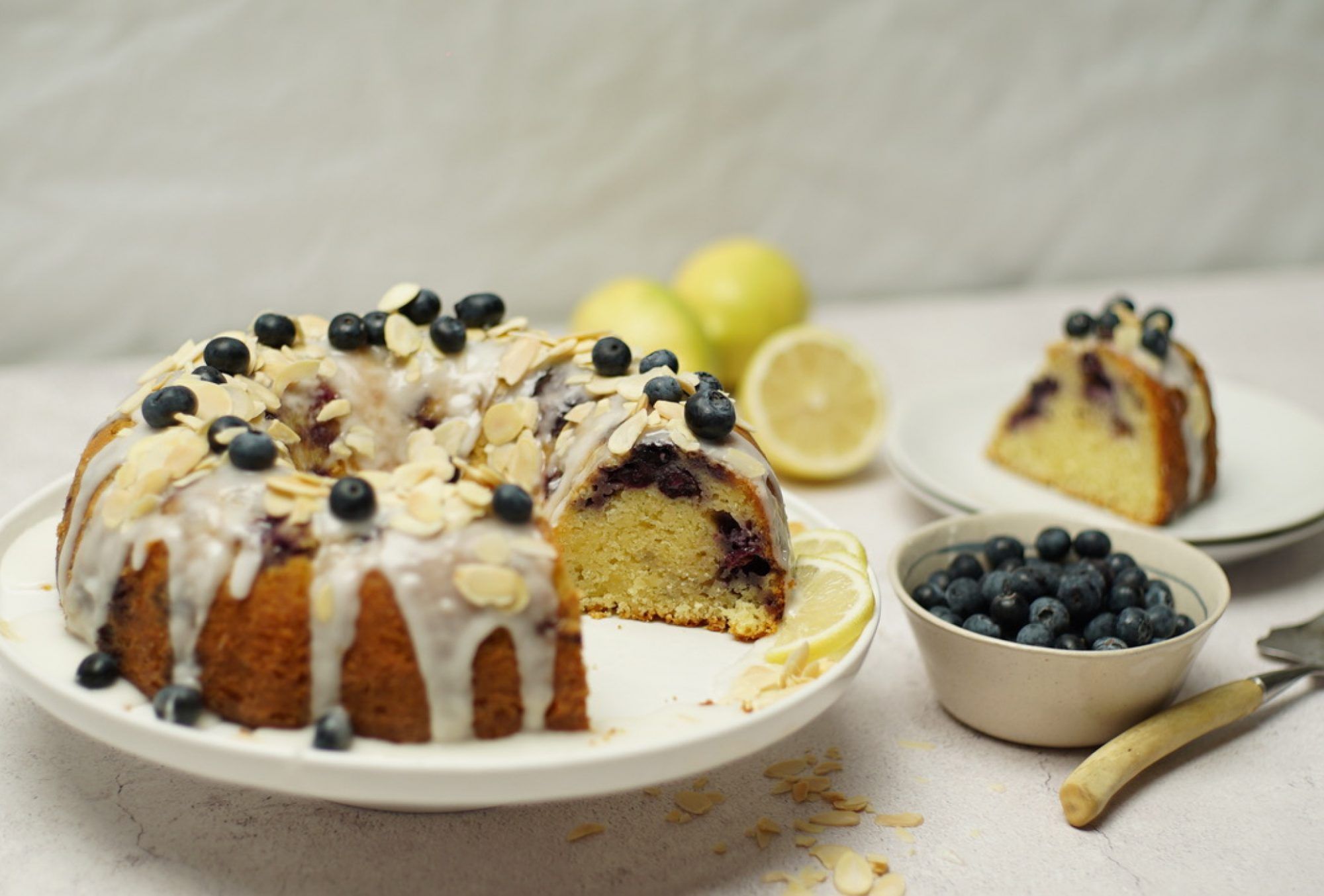 an image of Blueberry, Almond and Lemon Cake