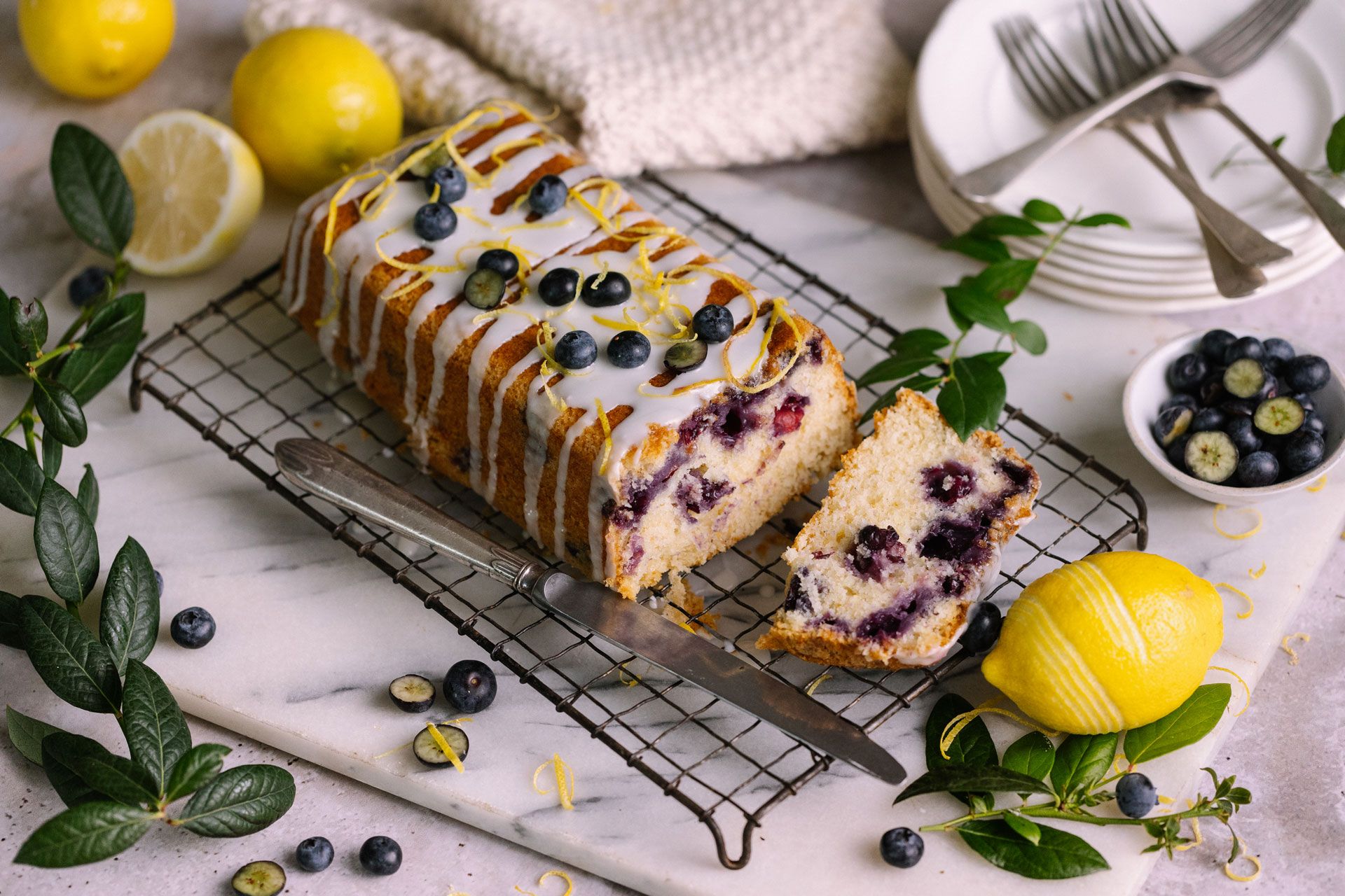 Vegan Blueberry & Lemon Loaf with Lemon Drizzle