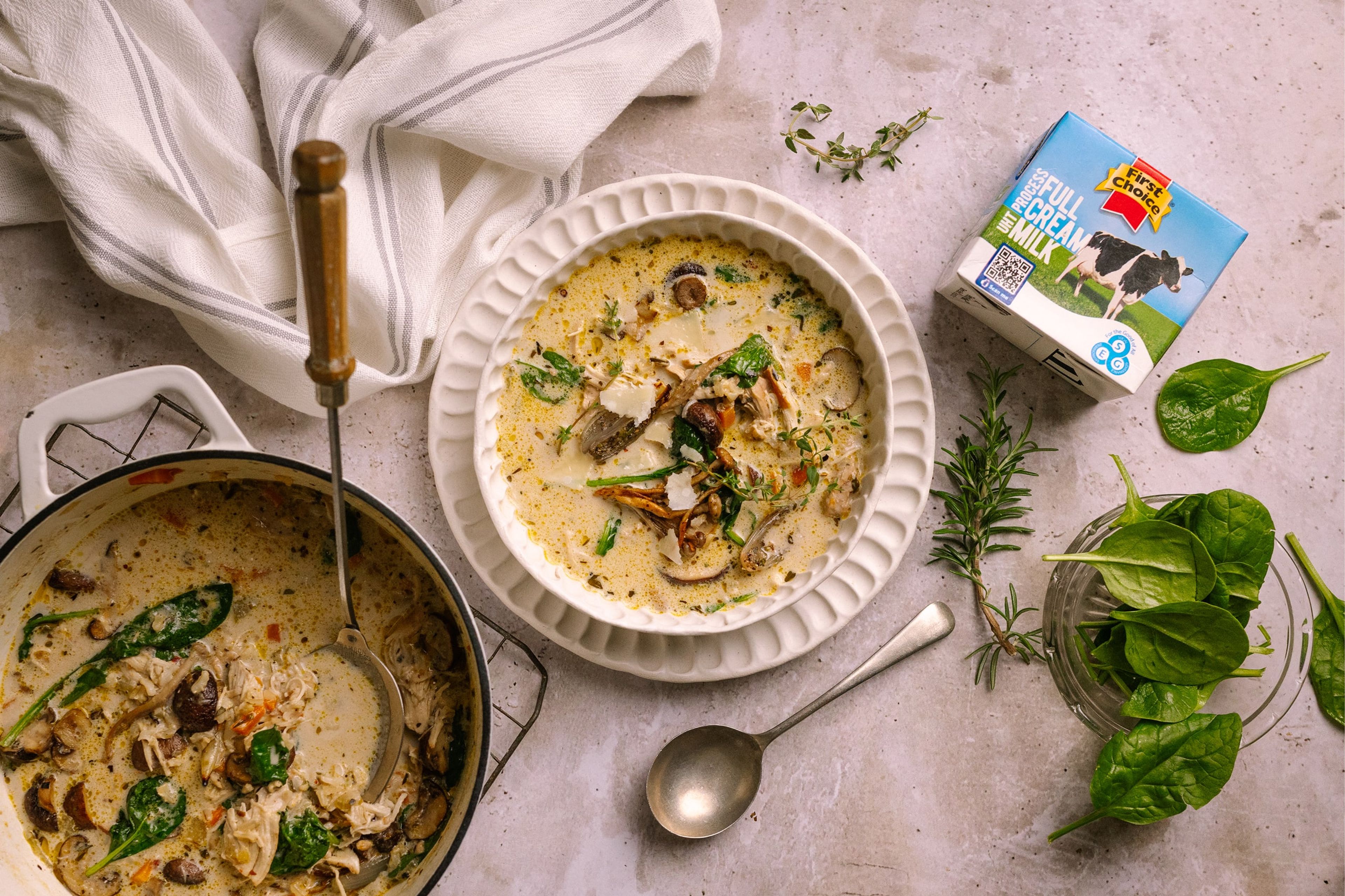 Creamy Chicken, Roasted Mushroom and Wild Rice Soup