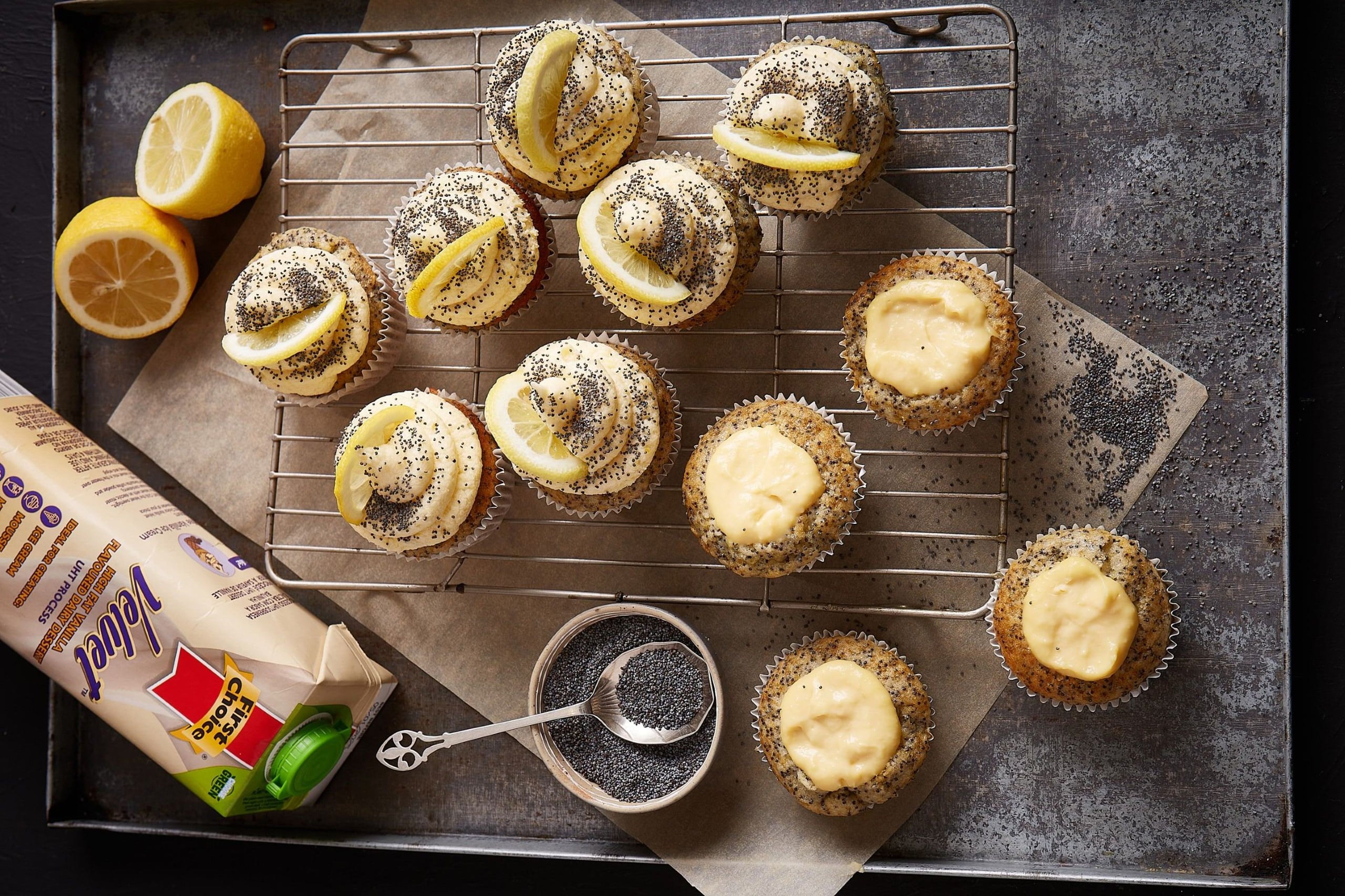 Lemon Poppyseed Cupcake with a Velvet Custard Centre