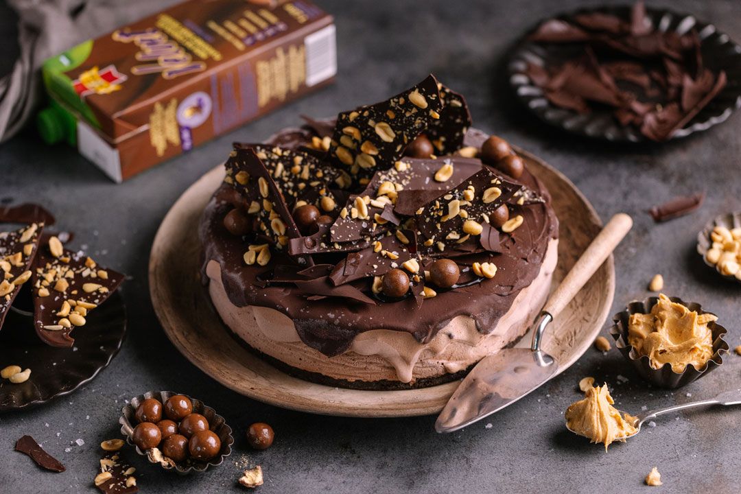 an image of Chocolate Velvet Peanut Butter Ice Cream Cake
