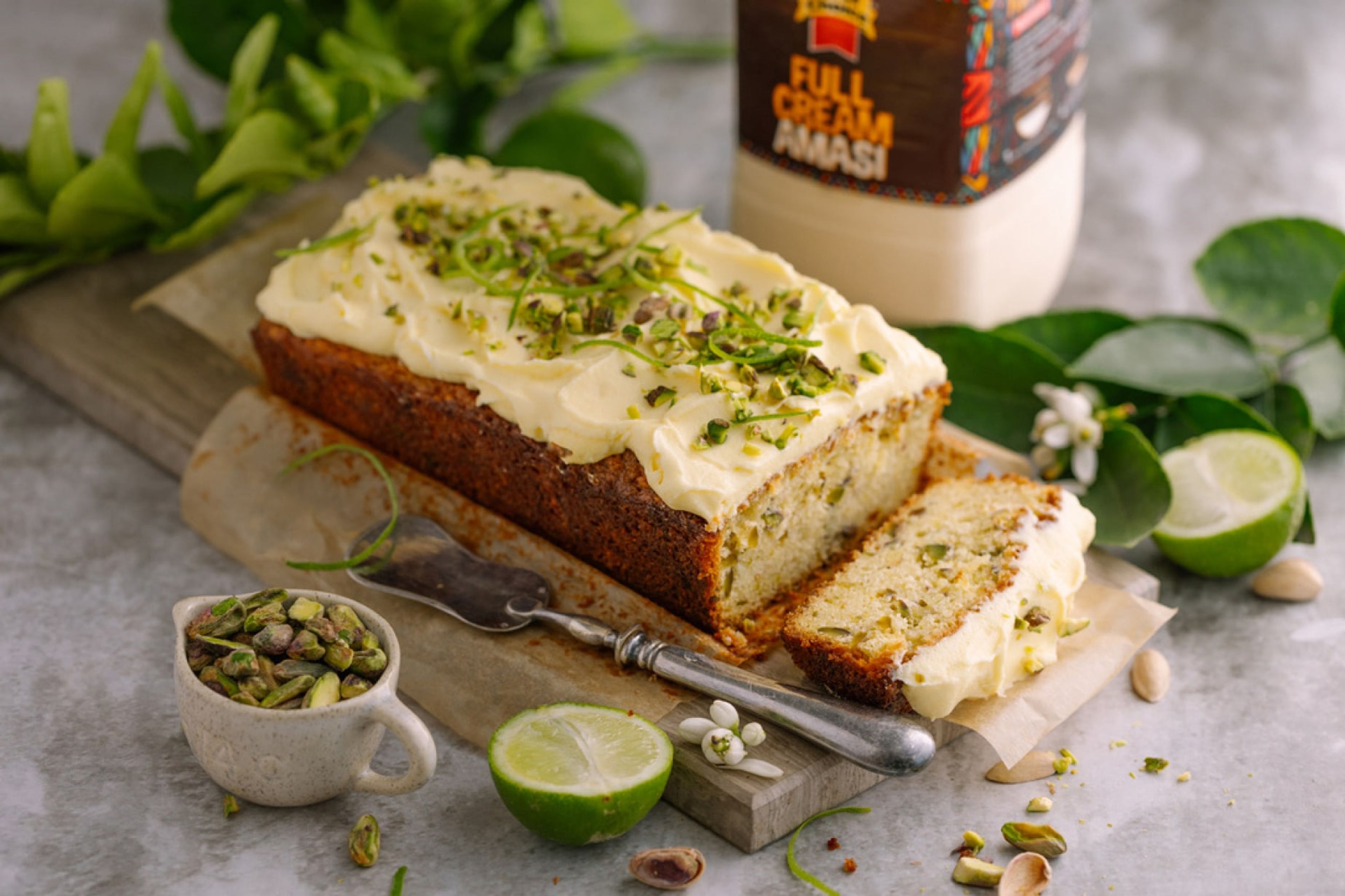 Lime and Pistachio Loaf Cake