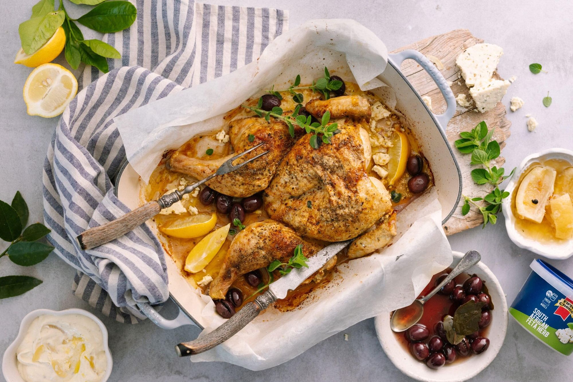 Feta and Lemon Spatchcock Chicken