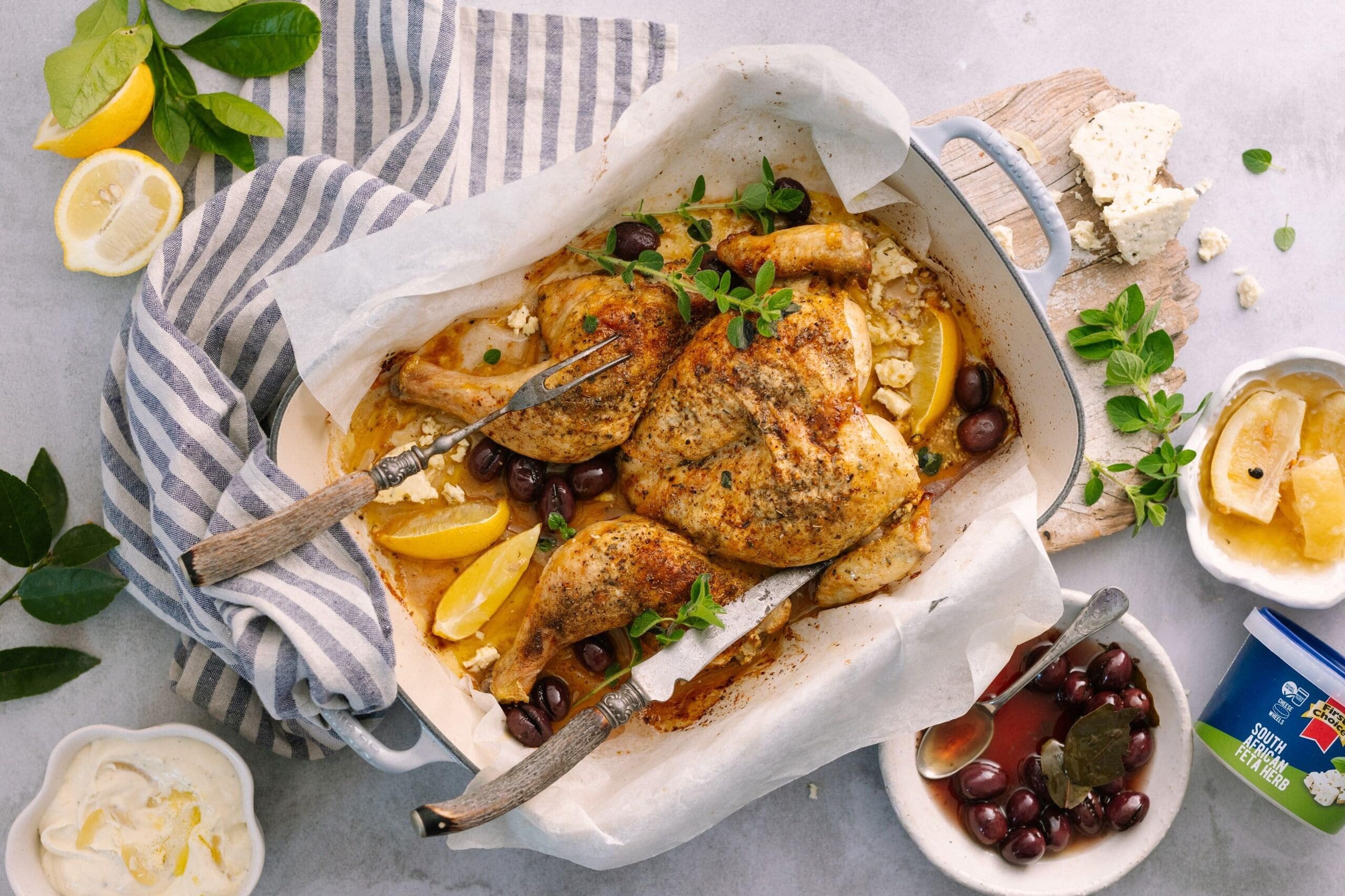 Feta and Lemon Spatchcock Chicken