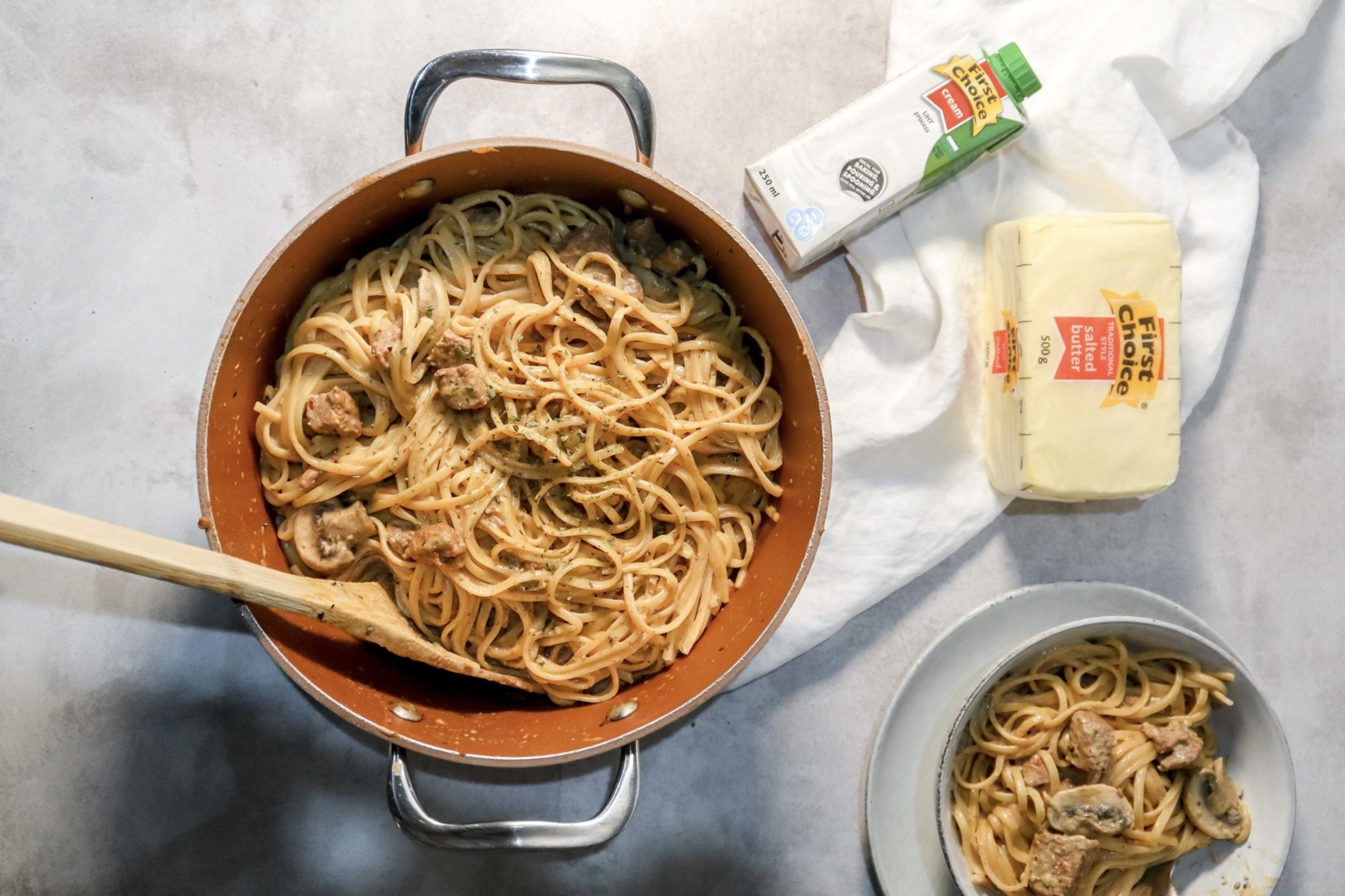 Creamy Chilli brown Butter Steak & Mushroom Pasta