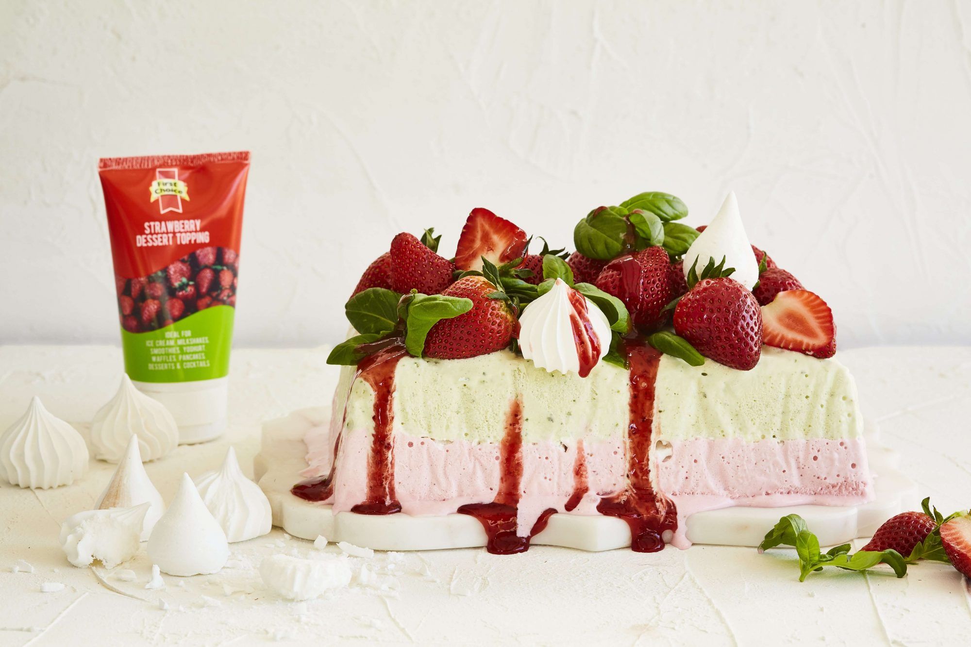 an image of Strawberry & Basil Ice-Cream Loaf