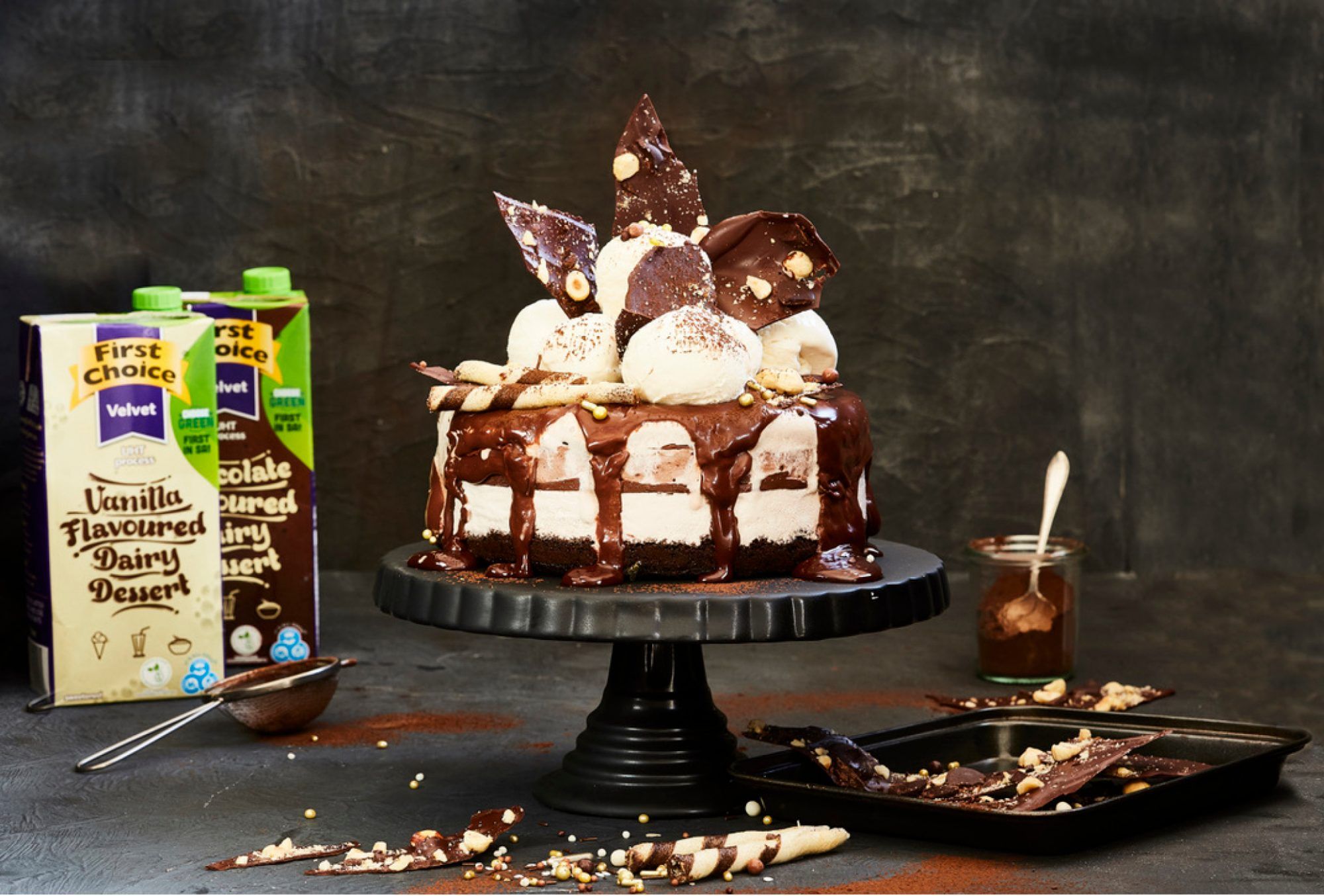 an image of Nutella Ice-Cream Sundae Cake