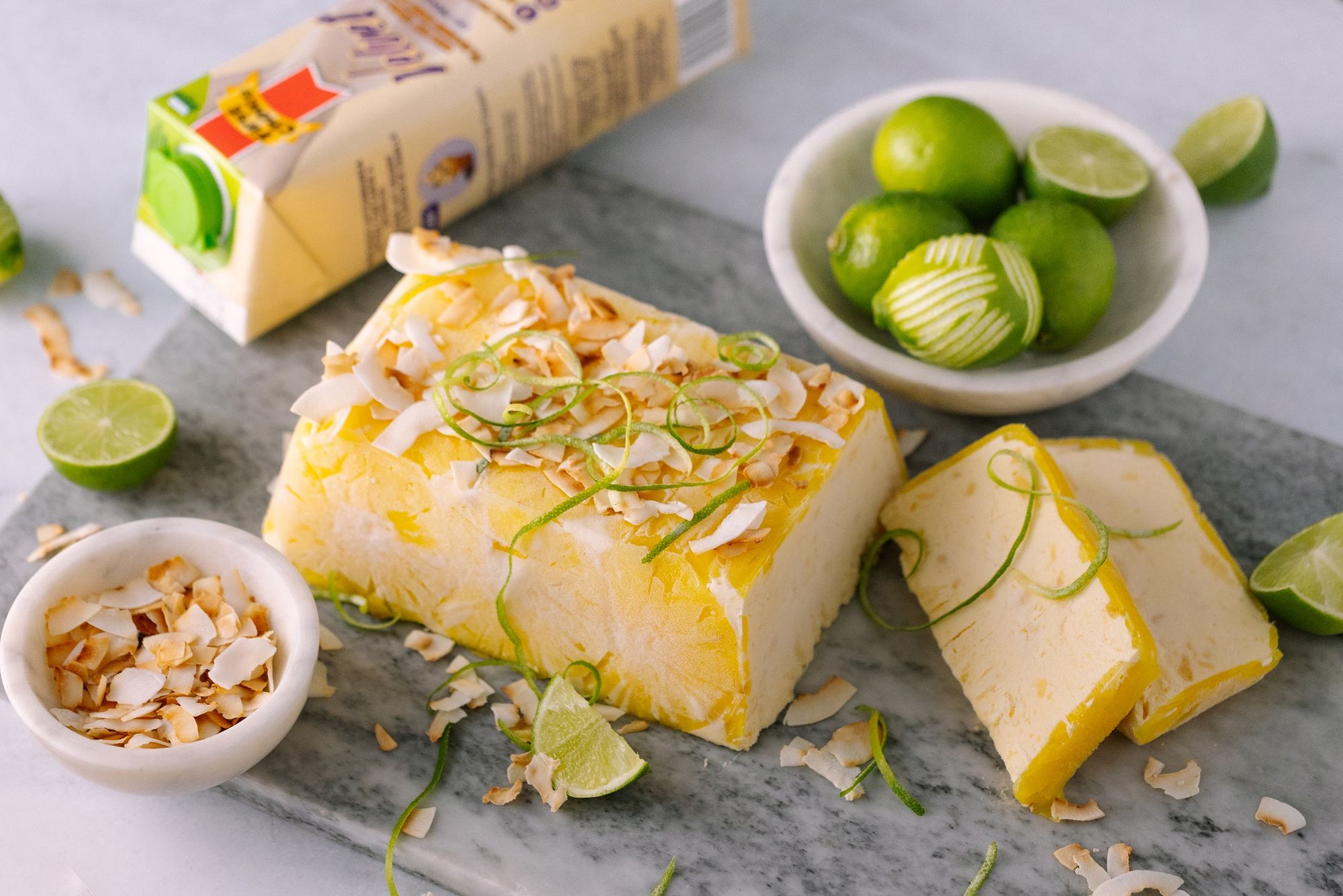 Pineapple Semifreddo with lime & toasted coconut