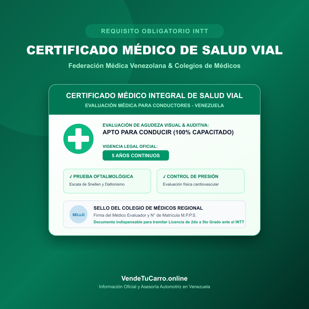 Certificado Médico de Salud Vial expedido por el Colegio de Médicos