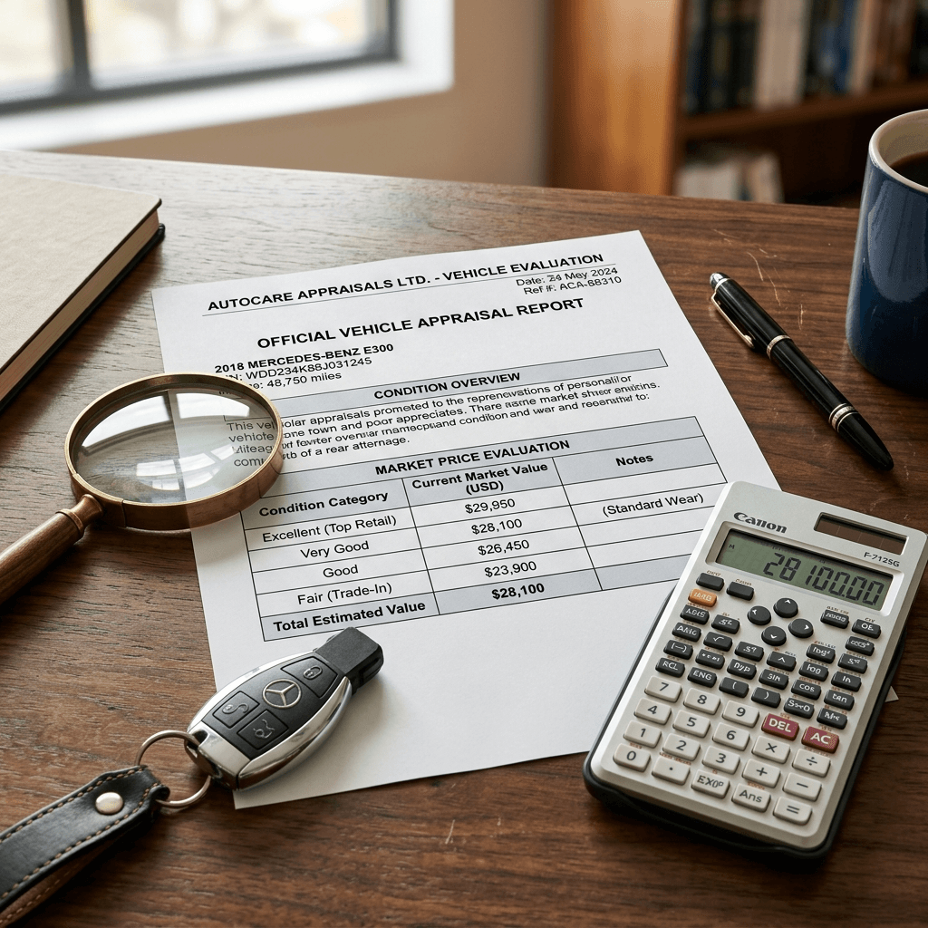 Informe pericial de avalúo comercial con tabla de precios, llaves y calculadora