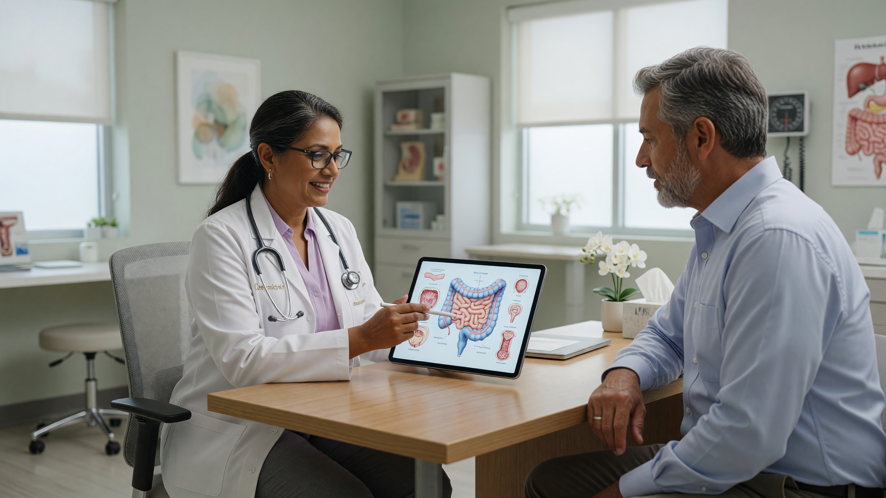 Doctor explaining when piles need treatment to a patient during a piles treatment consultation