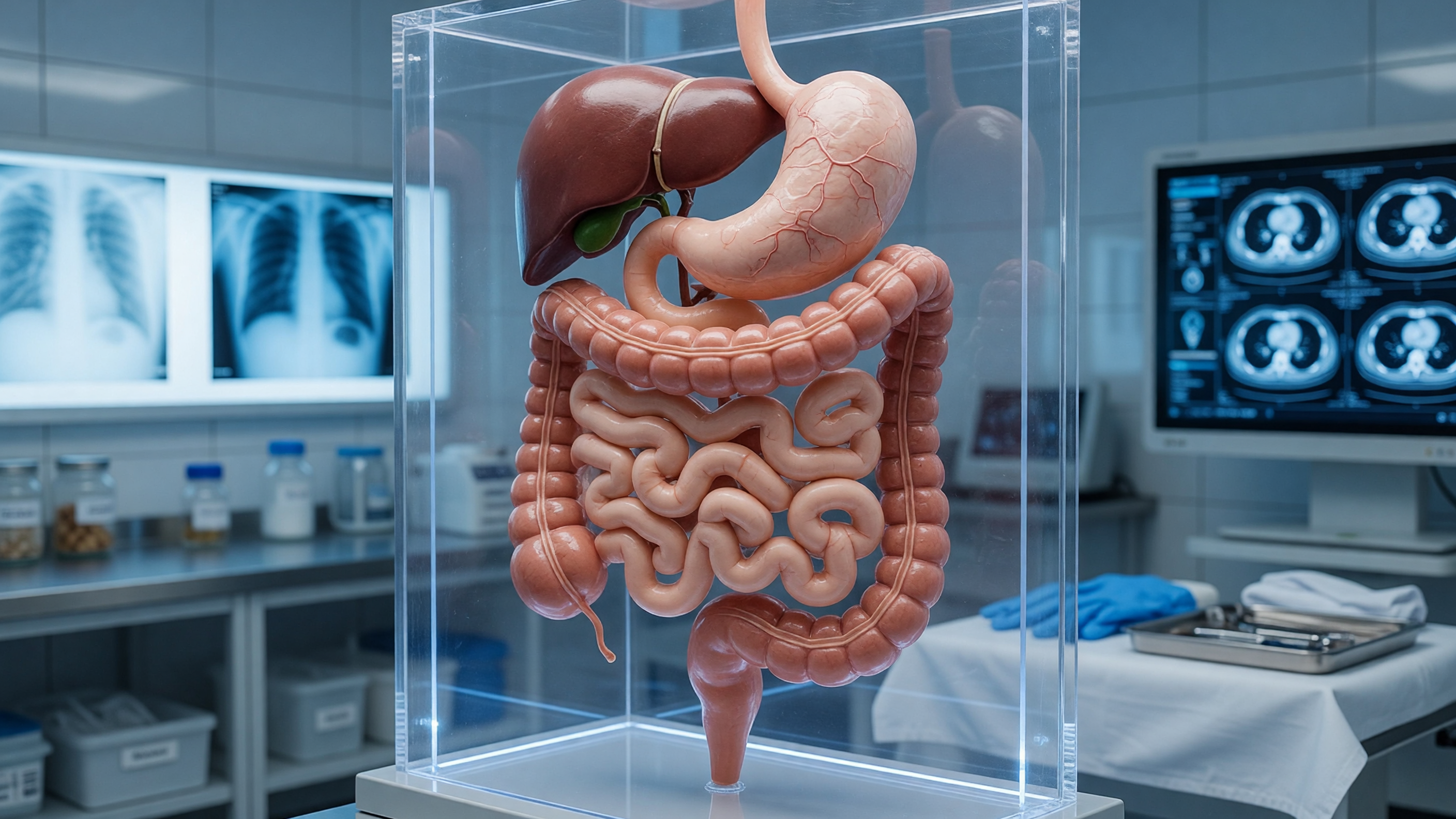 Illustration showing how gut health affects colorectal conditions and the digestive system