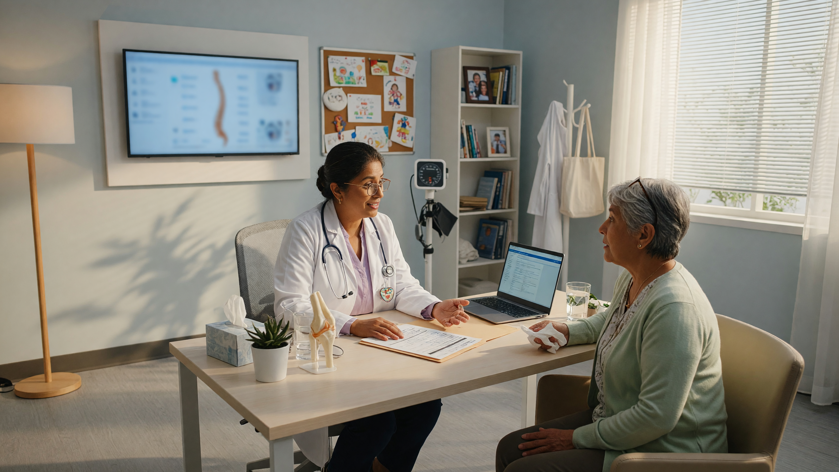 Patient discussing pain while passing stool with a proctology specialist at Lux Hospitals