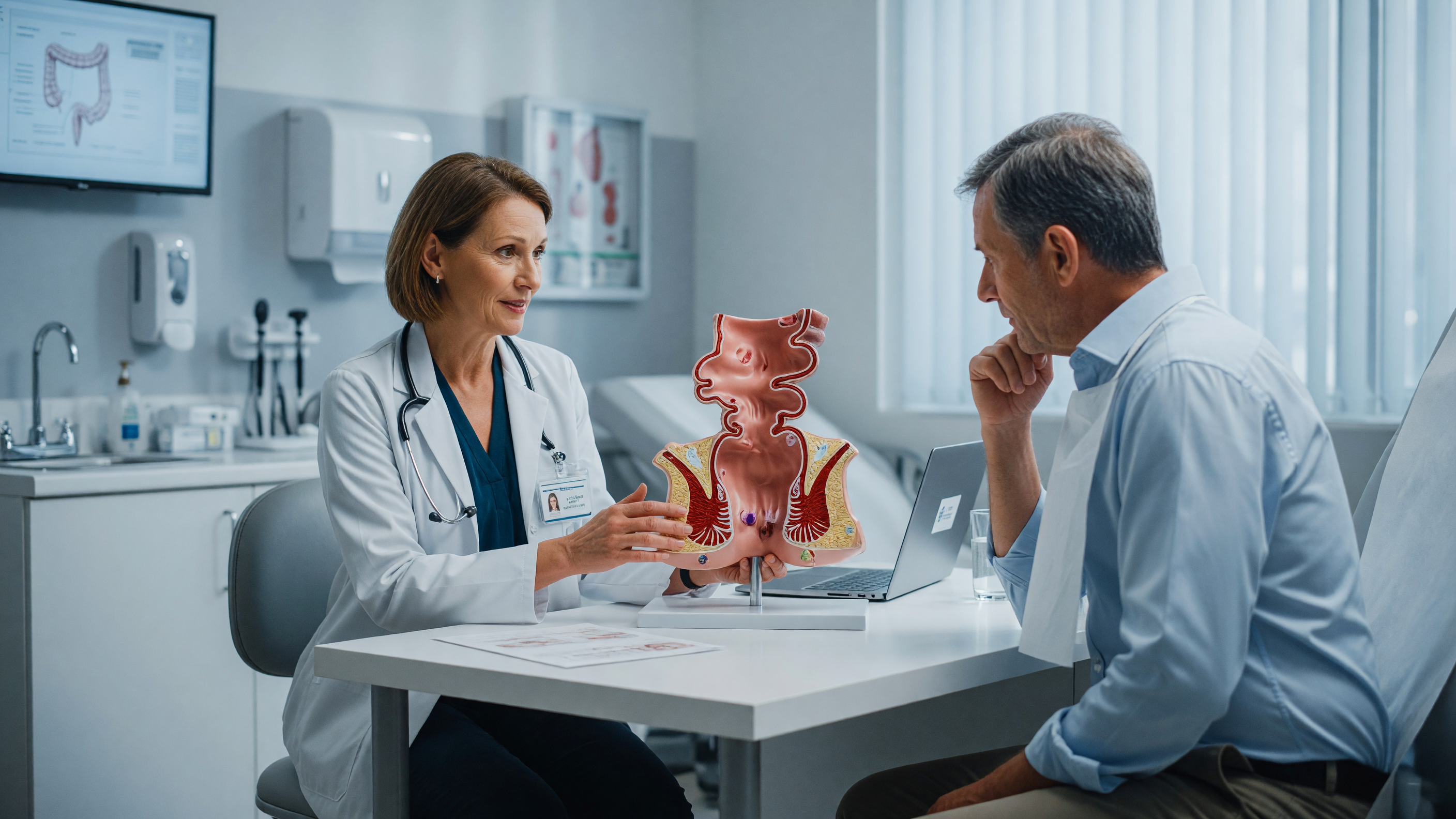 Medical illustration explaining piles causes and common risk factors around the rectum
