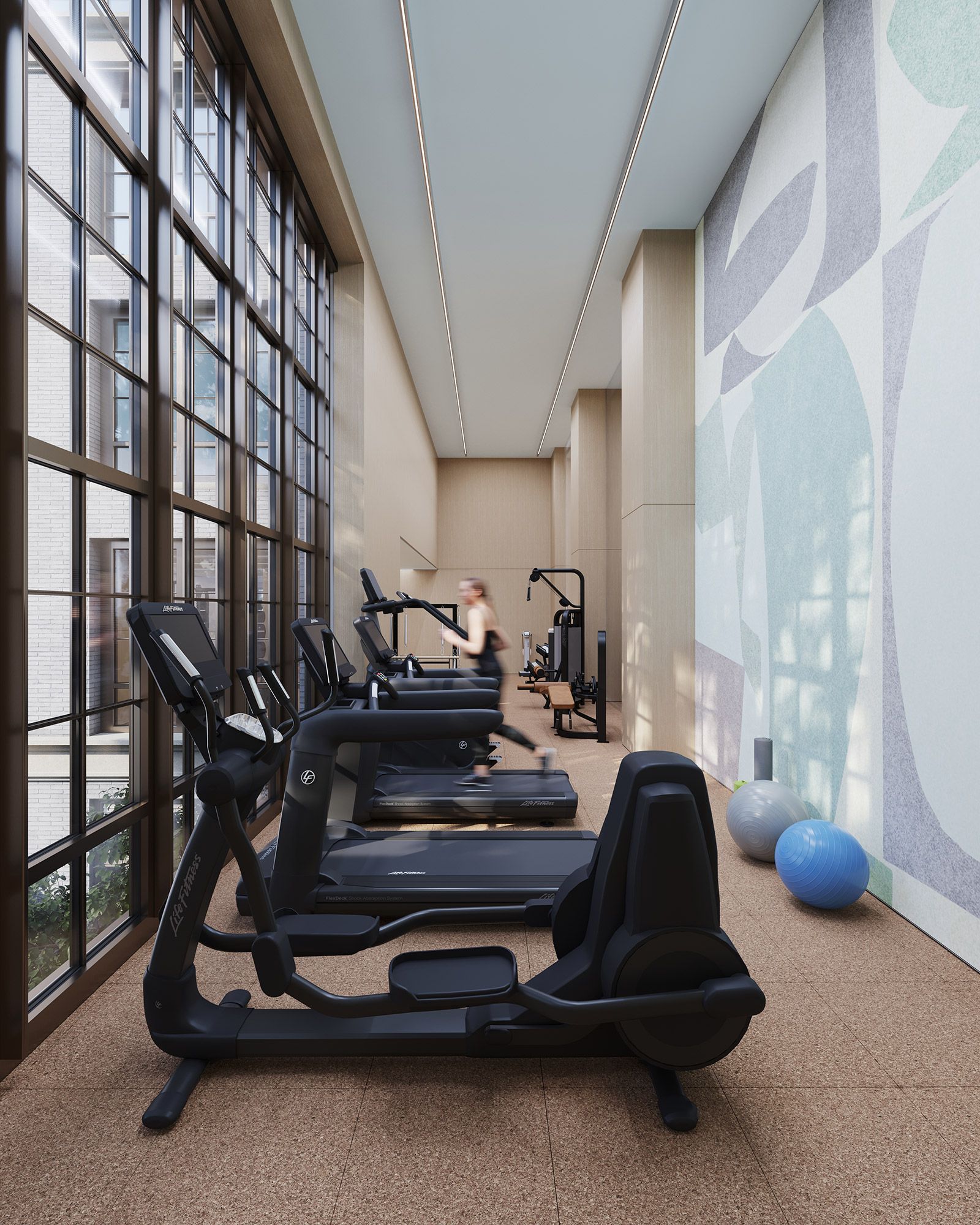 Double-height Fitness Center designed by The Wright Fit