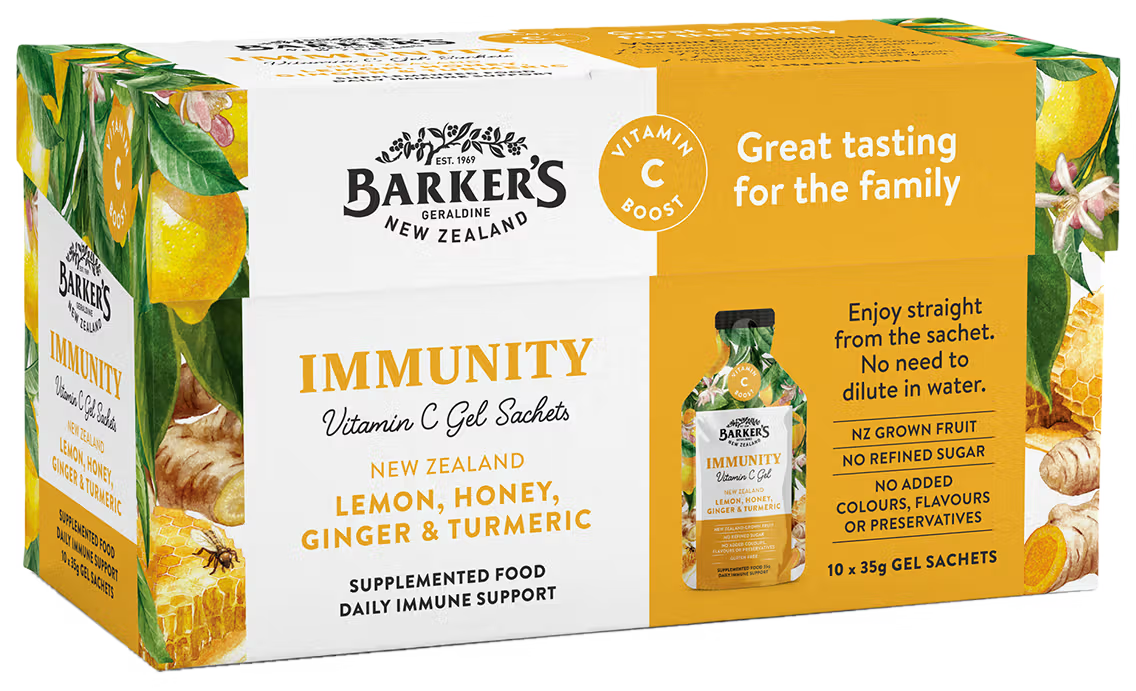 Barker's NZ Lemon, Honey, Ginger & Turmeric Immunity Gels