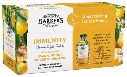 Barker's NZ Lemon, Honey, Ginger & Turmeric Immunity Gels