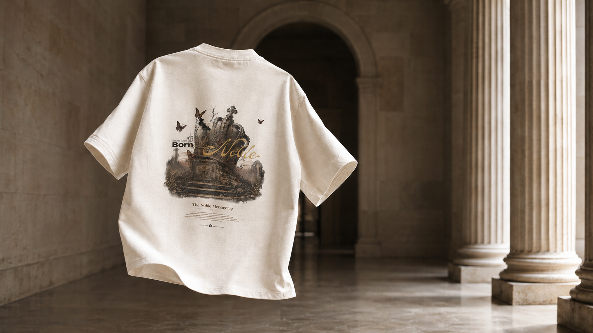 Coeys Kingdom T 恤平铺产品摄影 —— 作为 Drop 001 收尾的"展品式"成衣陈列