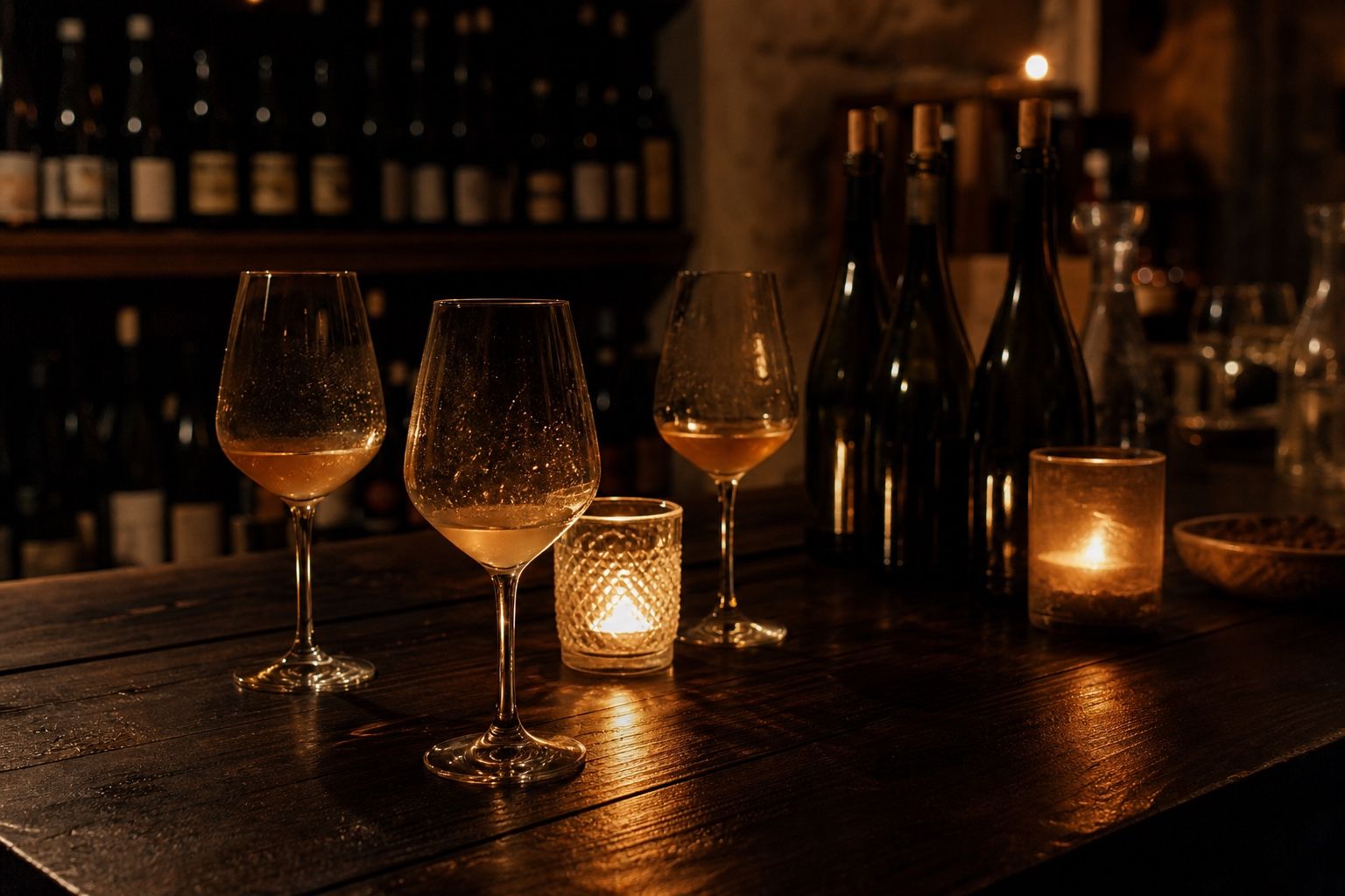 浑 · HÚN — 烛光里的自然酒 bar 一角