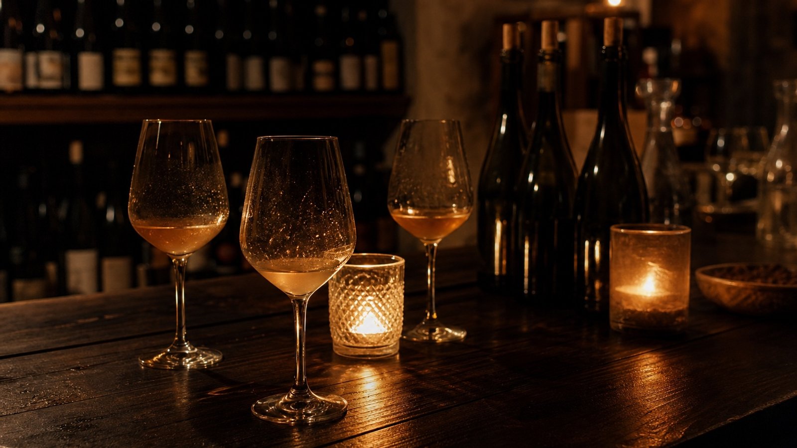浑 · HÚN — 烛光里的自然酒 bar 一角