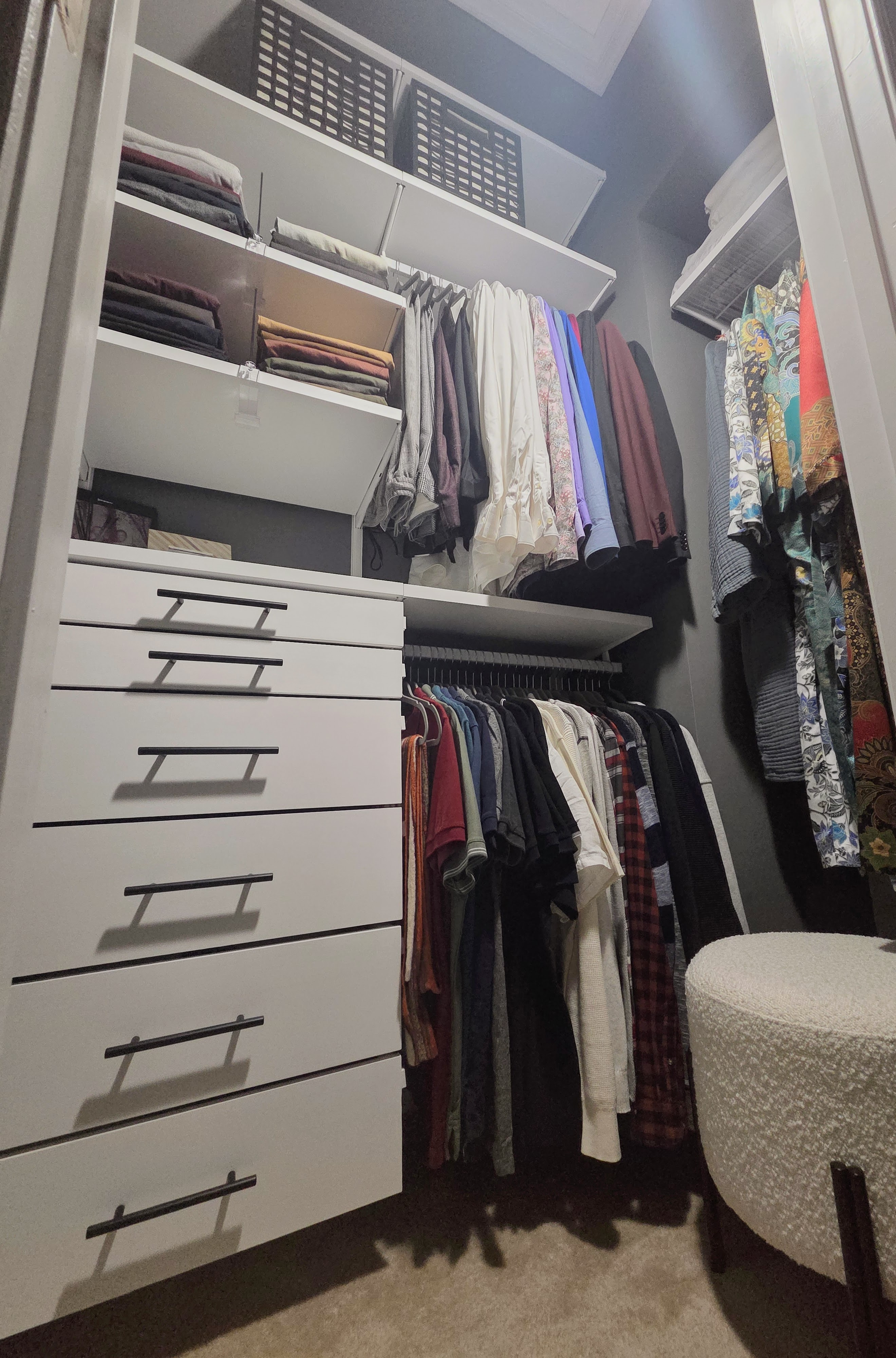 masculine, stylish master closet