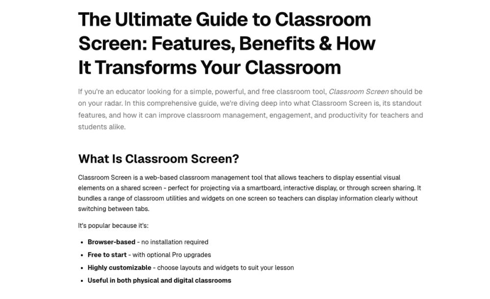 image of Classroom Screen
