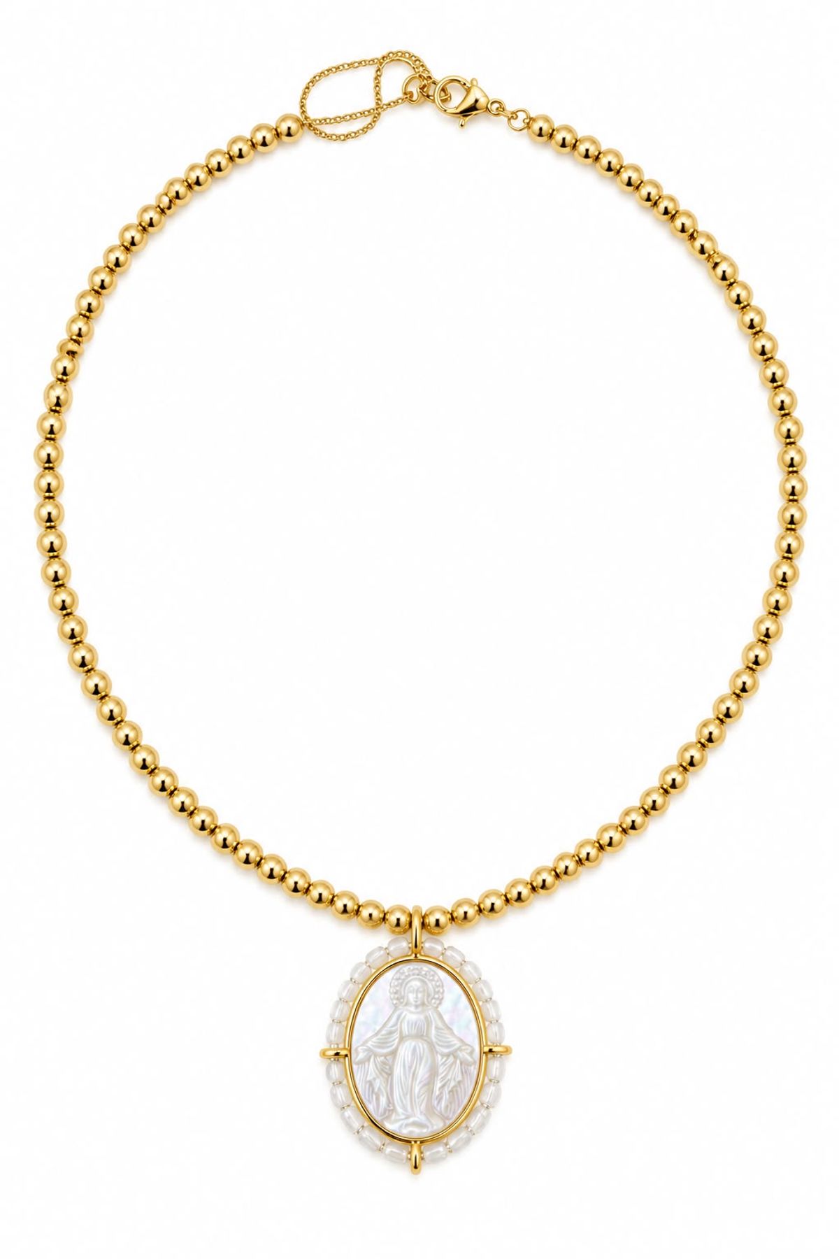 Collar Milagrosa Nácar Blanco