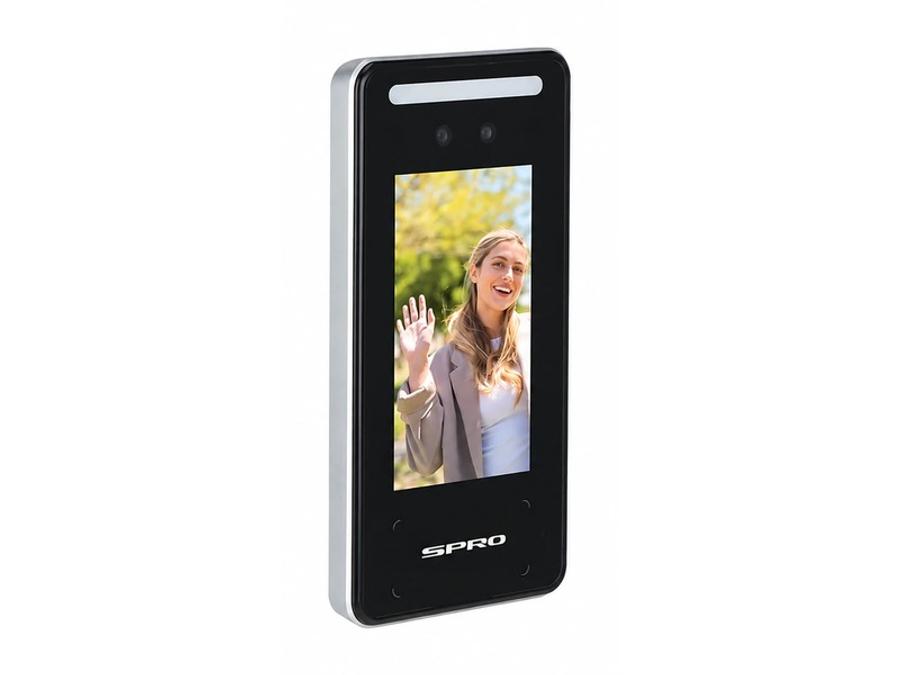 A SPRO face-recognition entry terminal with a screen, for an office door
