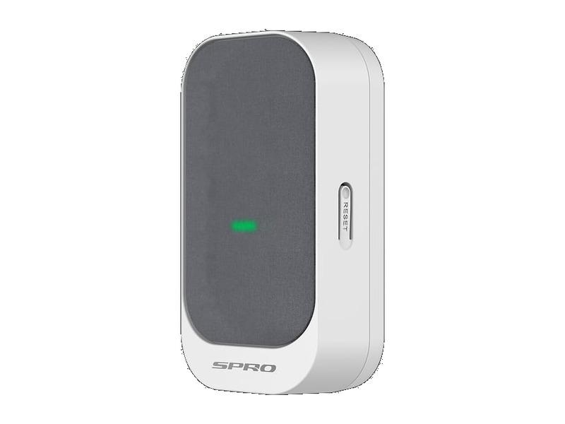 The plug-in indoor chime that comes with the doorbell