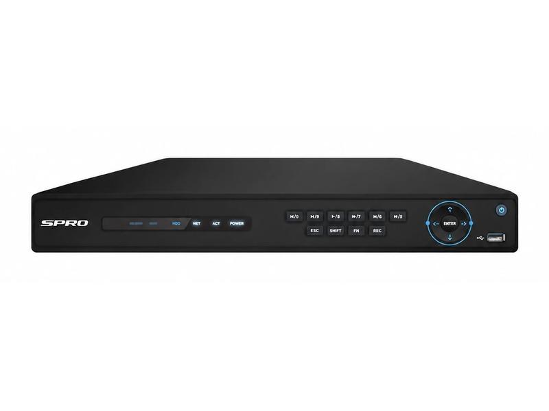 The SPRO A9 4K recorder from the front: a slim black unit with playback buttons, a USB socket and status lights