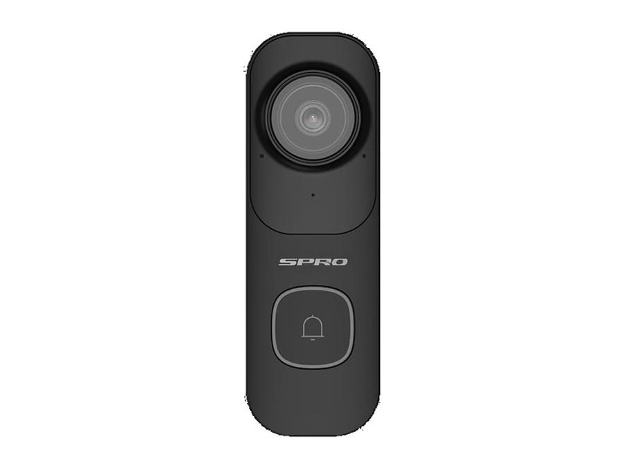 The black SPRO video doorbell from the front