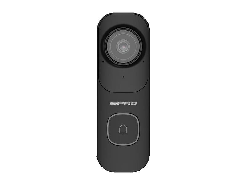 The black SPRO video doorbell from the front
