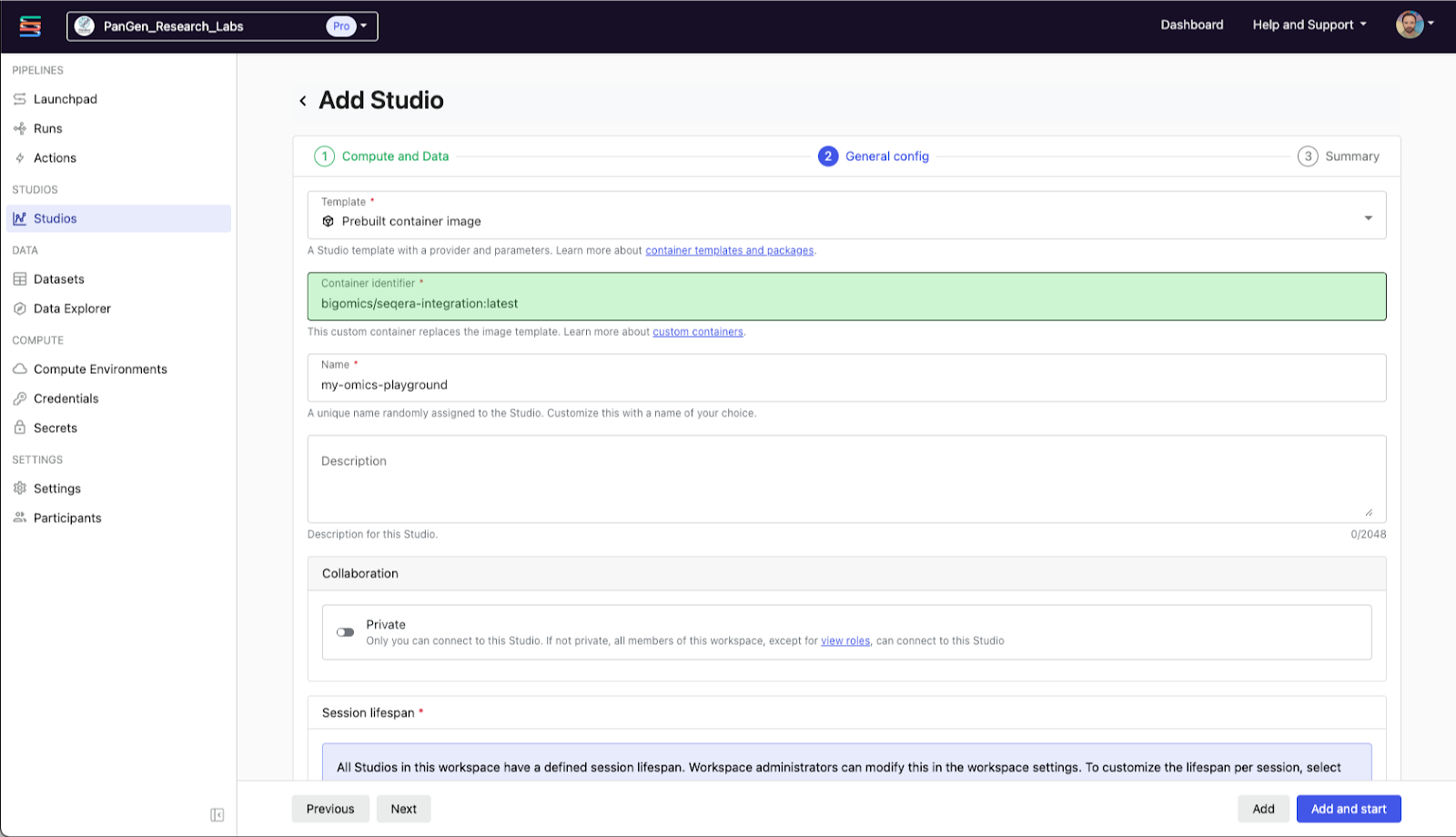 Launch a BigOmics Studio Session - Interactive analysis with Omics Playground