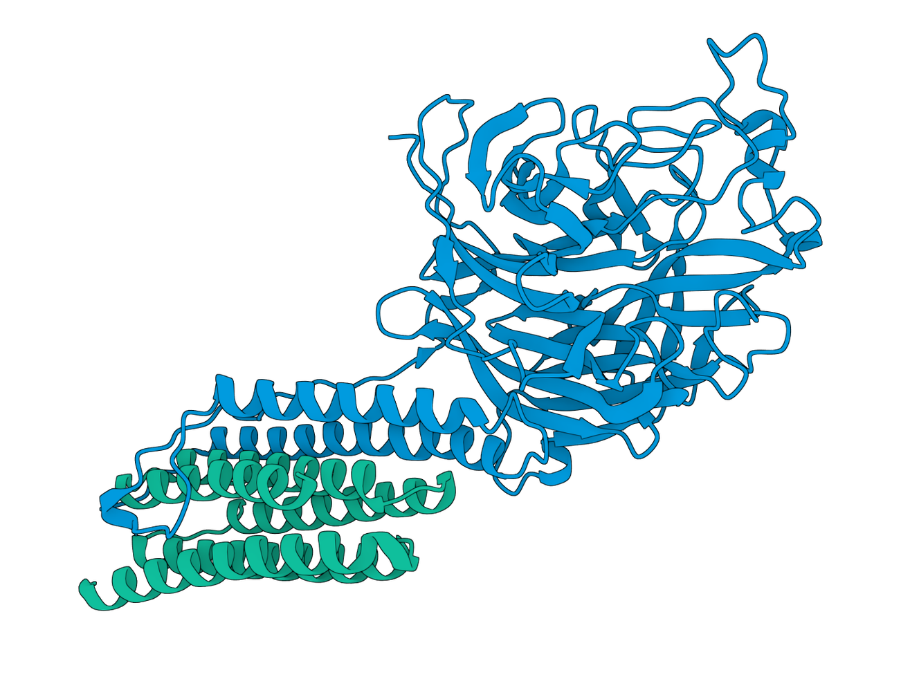 Figure 5. Folding prediction of Seqera’s best designed binder protein (nipah_design2_r003_s1) against Nipah Virus Glycoprotein G extracellular membrane sequence. 