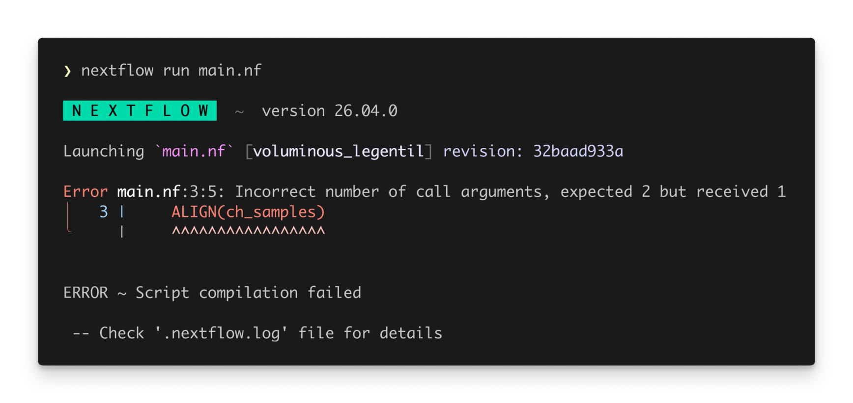 Nextflow reporting an error at runtime with the strict syntax parser