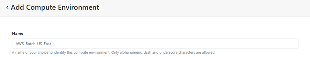 Provide a name for the compute environment
