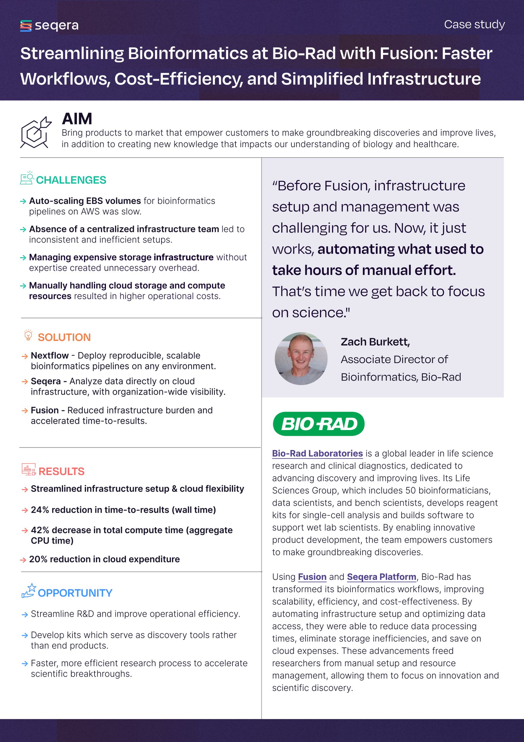 Streamlining Bioinformatics at Bio-Rad with Fusion: Faster Workflows, Cost-Efficiency, and Simplified Infrastructure