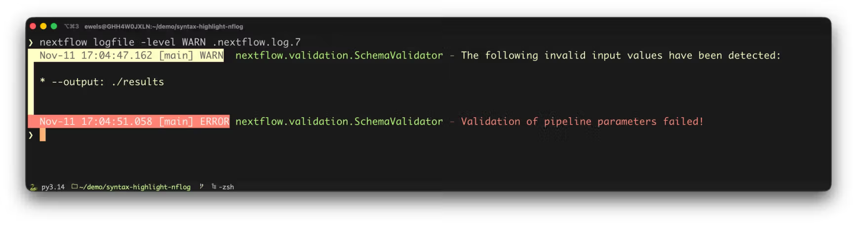 The nextflow logfile command provides a friendlier way to search your log files.