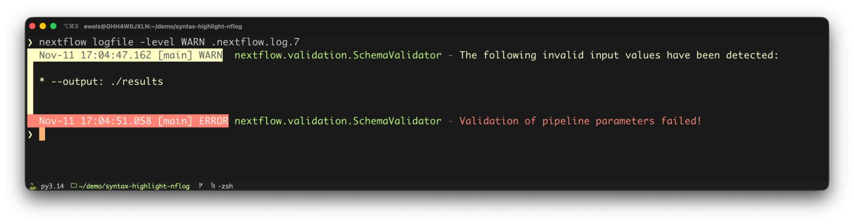Filtering log files to just warnings and errors