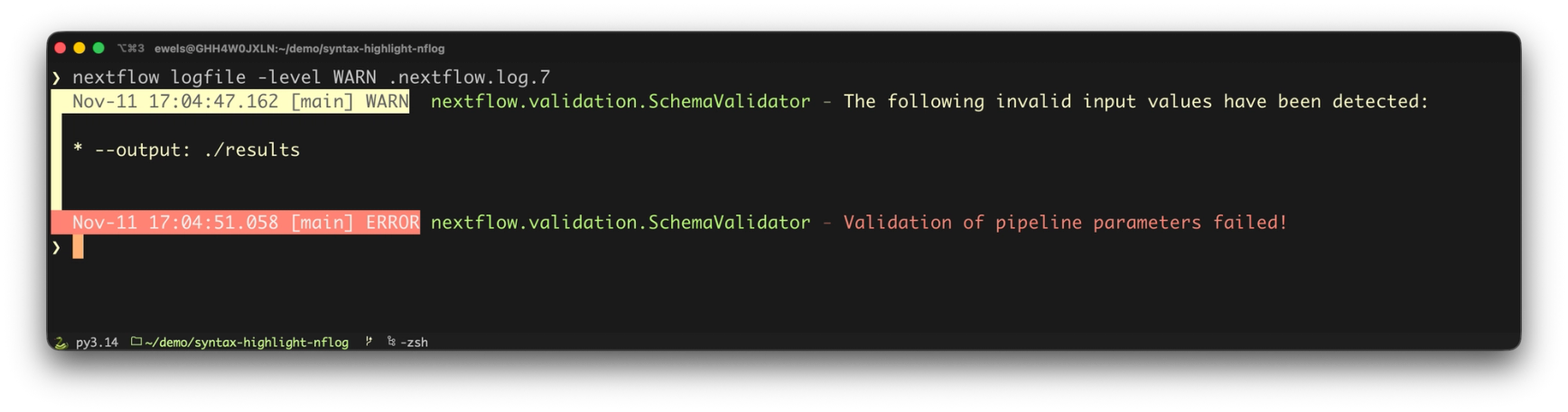 Filtering log files to just warnings and errors