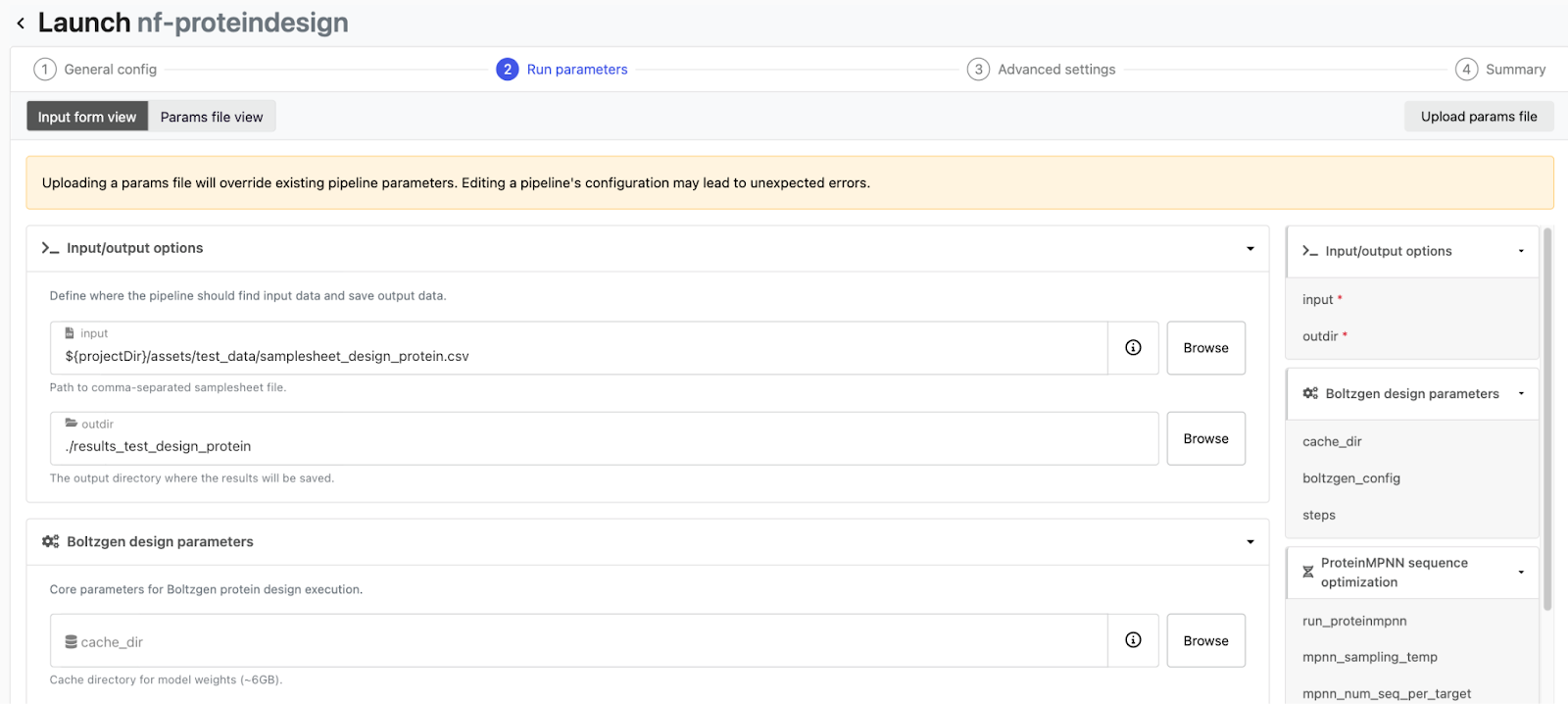 Launching nf-proteindesign test run