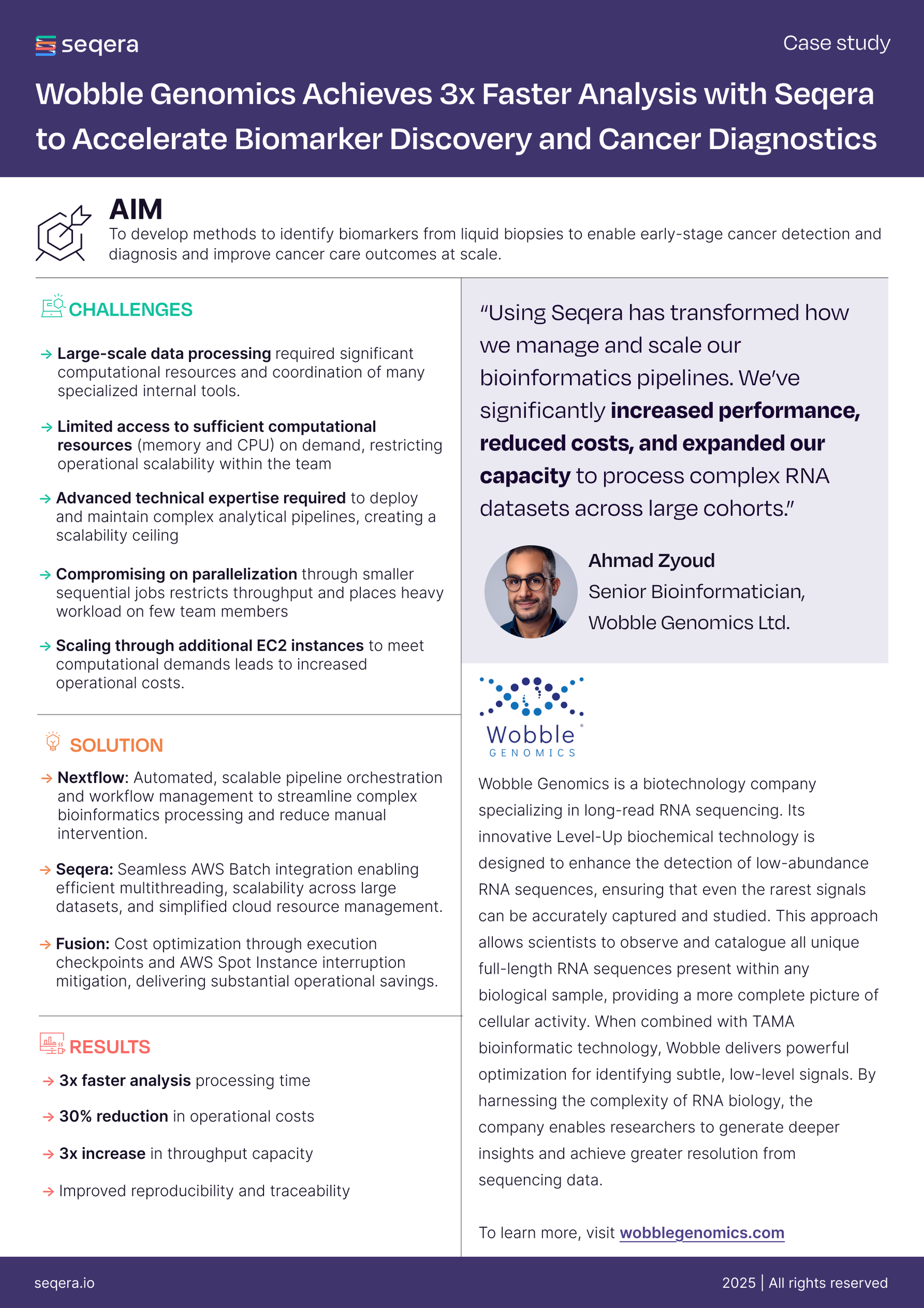 Wobble Genomics Achieves 3x Faster Analysis with Seqera to Accelerate Biomarker Discovery and Cancer Diagnostics