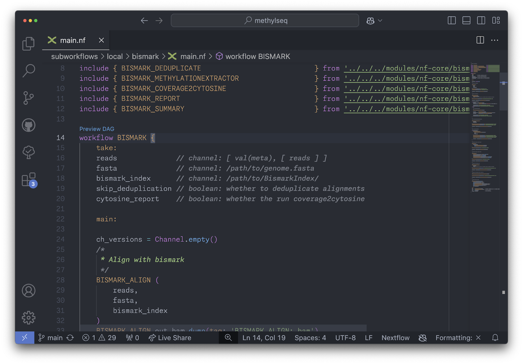 nf-core/methlyseq BISMARK subworkflow