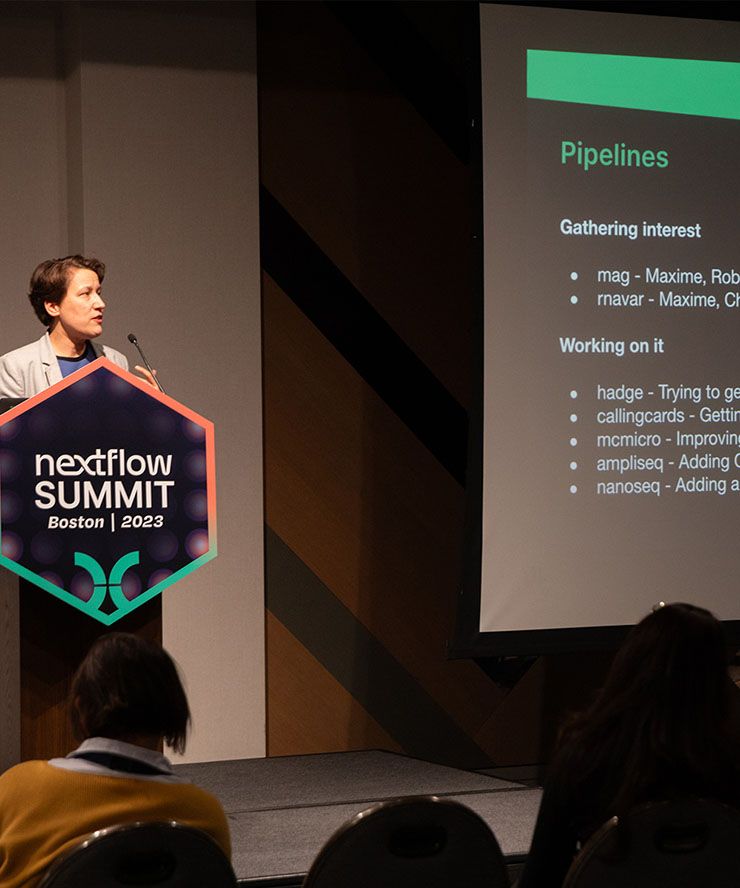 speaker presenting at Nextflow Summit 2023