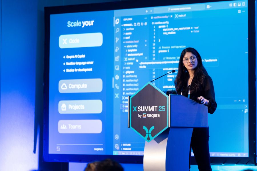 speaker presenting at Nextflow Summit 2025